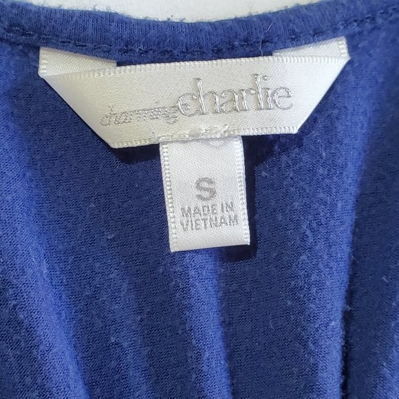 CHARMING CHARLIE Blue Racerback Chevron Bow Tank Top, Size Medium - Picture 7 of 8